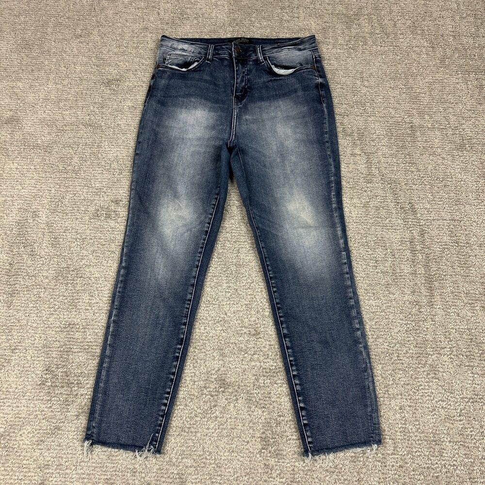 Judy Blue Jeans Womens 9 29 Blue Relaxed Fit Raw Hem Stretch Denim JB88191 Ankle